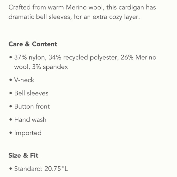 A n t h r o p o l o g i e • Bell sleeve cardigan - Picture 4 of 11